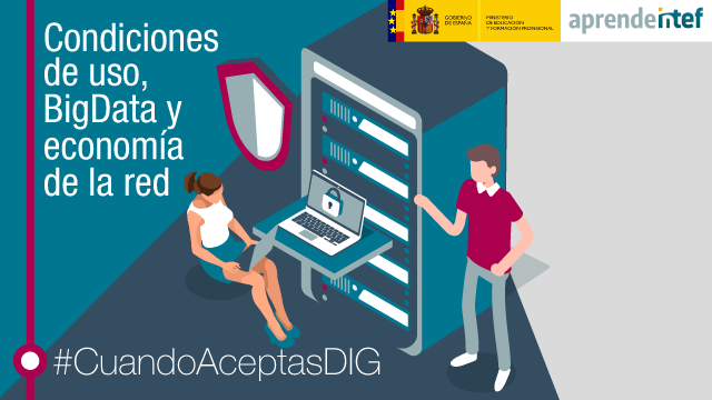 educaINTEF's tweet photo. Aún puedes inscribirte en el NOOC de #AprendeINTEF "Condiciones de uso, BigData y economía de la red(2ª Ed)" #CuandoAceptasDIG. Te ayudará a alcanzar el nivel A2 de la Competencia 4.2. Protección de datos personales e identidad digital, del #MarcoCDD https://t.co/eqEHCDVQHE https://t.co/aPE1TjlPeS