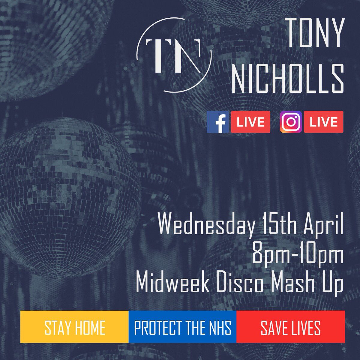 Join me for a Midweek Disco Mash Up this Wednesday 15th April from 8pm-10pm on instagram &amp; facebook LIVE 🎧 🙌🏻🕺🏼💃 #live #disco #dj #stayhome #nhs #nhsheroes