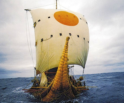 Ra, 1970In 1970, Thor and an international crew built a vessel out of papyrus, and set sail across the Atlantic from Morocco and successfully landed in Barbados.