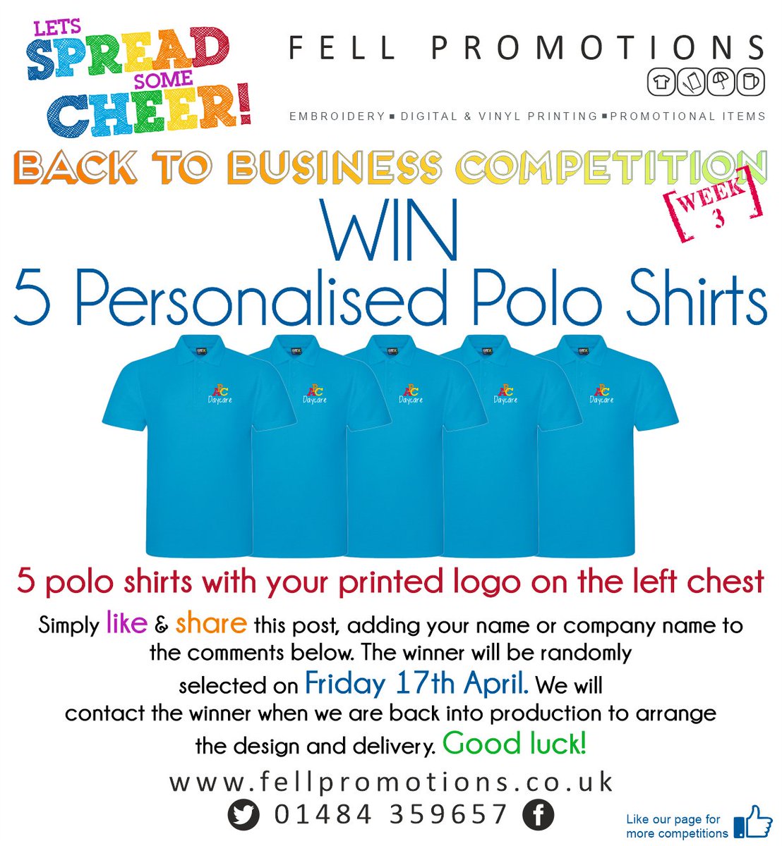 Get involved with our lockdown Competitions to be in with the chance of winning 5 printed Poloshirts! Follow, like &amp; retweet! #competition #WIN #LockDownFun