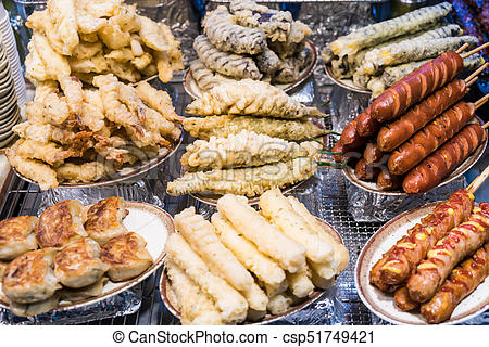 Les fritures coréennes : Twigim Il y a des tout : patate douce ( koguma   #IN) , gyoza, calamar...