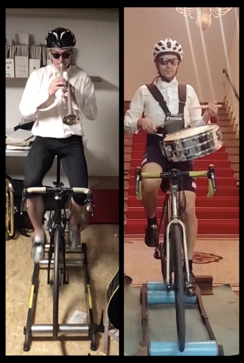 theaterkoblenz's tweet photo. Andreas Stickel (Solo-Trompete) und Michael Zeller (Schlagzeug) vom Staatsorchester Rheinische Philharmonie haben uns dieses erstaunliche Dokument zukommen lassen, das beweist, dass auch im Home-Office Sport und Kultur keine Gegensätze sein müssen: https://t.co/fjvFfmb5Zj https://t.co/ki7HbJmTm1