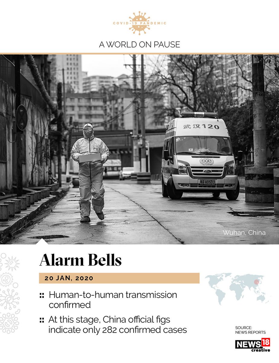   #CoronavirusOutbreak- This photo-essay looks at 100+ days, that changed the globalized world as we know it.Latest updates:  https://news18.com/coronavir... 𝙗𝙚𝙡𝙡𝙨: