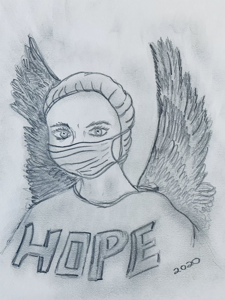 Joanneathog's tweet photo. I am not an artist but sketched this as sometimes we don’t have the words but using art to express can help #NHSheroes #NHSThankYou #StayAtHomeSaveLives #WeAreInThisTogether https://t.co/ckLT9g0gAo