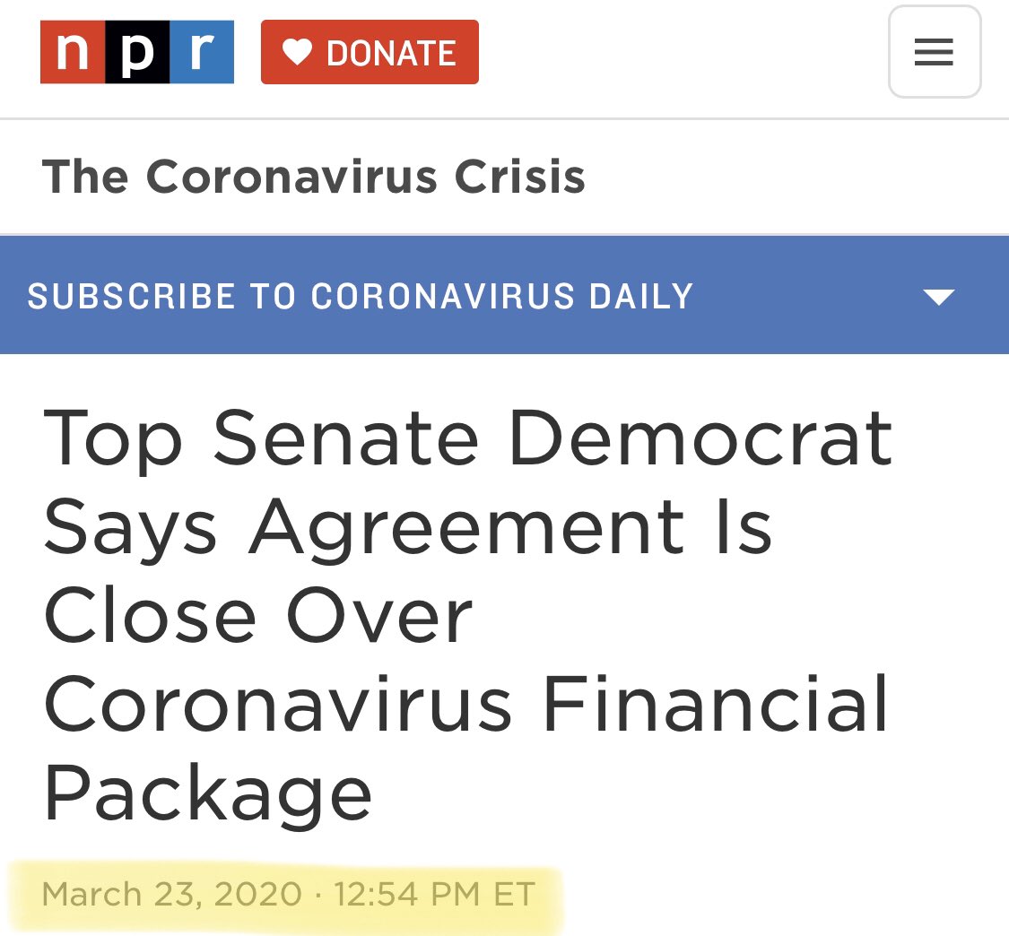 A day later  @SpeakerPelosi drunkenly stumbles into DC and tells Chuck, “I got libs in my caucus, so we’re not letting this crisis go to waste.” Chuck organizes the talking points, and he drops his support.