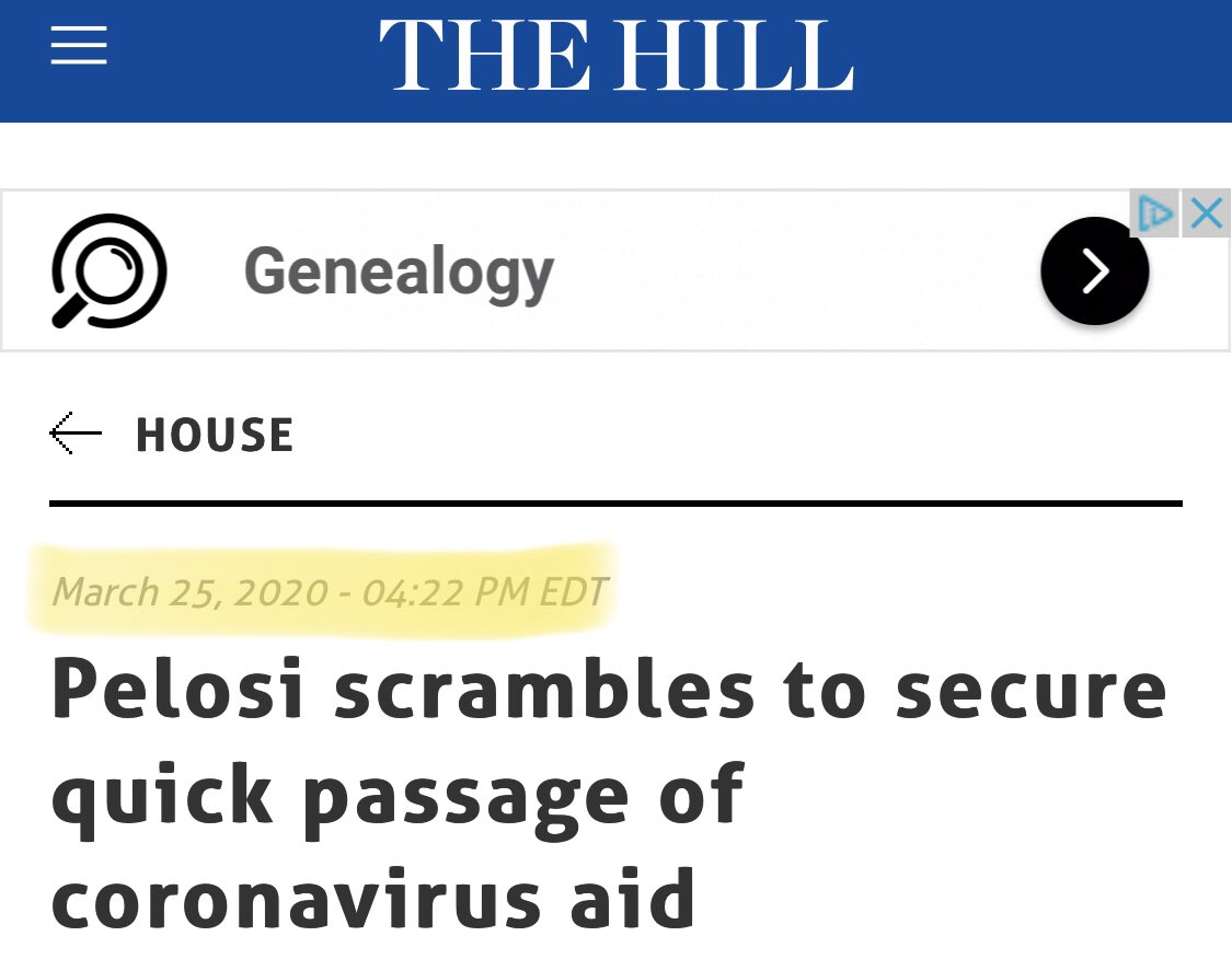 The miscalculation by  @SpeakerPelosi was particularly brutal. Even the lib media pushed against Pelosi taking advantage of a global pandemic to further legislate the liberal agenda.