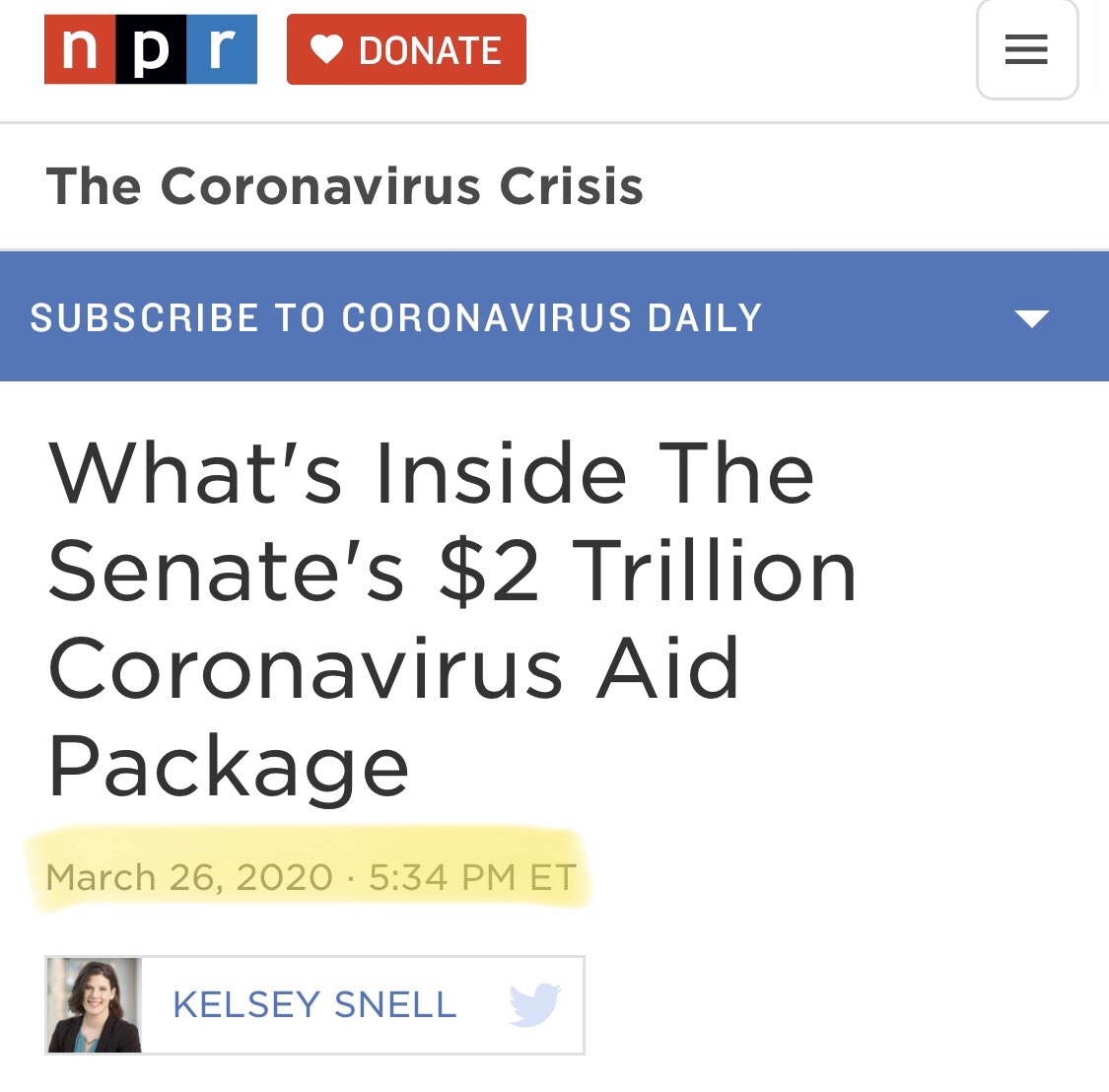 Republicans voted three times, all in favor of getting aid to Americans. Democrats finally caved the third time, days later, and voted for essentially the same bill they claimed to detest.