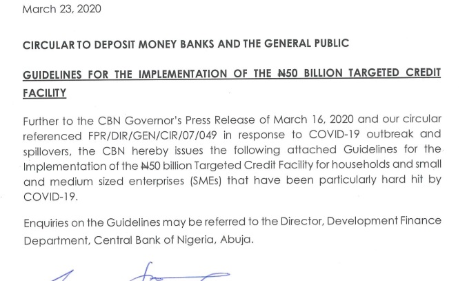 NIRSAL Microfinance Bank  @NirsalMFB, an agency of the Central Bank of Nigeria  @cenbank, is demanding a payment of N10,000 from applicants for a loan facility it claims was designed to support households and SMEs hard hit by COVID-19, with up to N3m and N25m respectively. 1/3