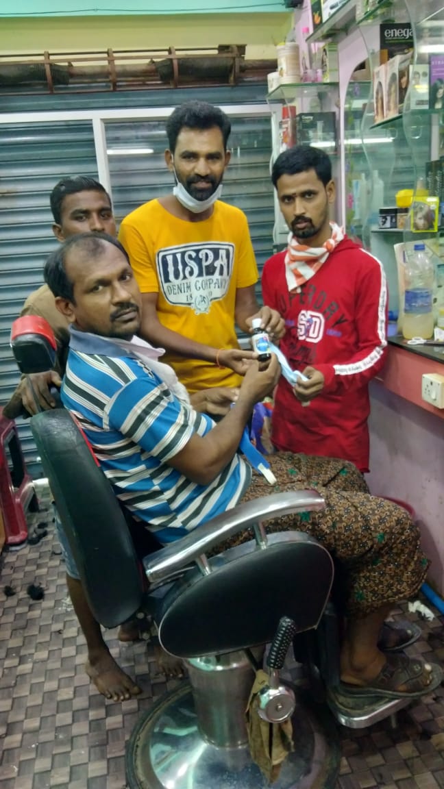 Vijayawada  #Prabhas fans donated Sanitizers & mask for poor people