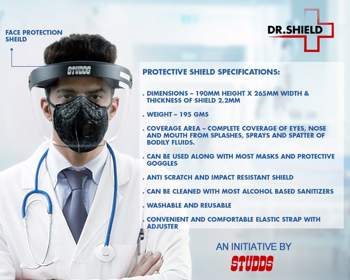 StuddsHelmet's tweet photo. Great thought. While we are keeping doctors, medical staff and even policemen safe by #FaceProtectionShield and #EyeProtectionGlasses , the class and @imsrk can be saved as well. On top of that these are easy to clean, reusable & comfortable. #ShieldHaiNa #GlassesHaiNa https://t.co/1iim9WcuHk