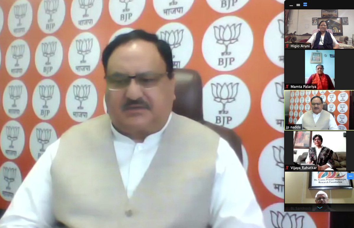 arunihigio's tweet photo. Today BJPMM had an hour long video conference with National President Shri @JPNadda and LB Santoshji regarding the preparedness, updation and steps taken by Mahila Morcha to contain the pandemic corona virus in the respective States
#BJP #Coronapreparedness https://t.co/4lbkWmDfxr