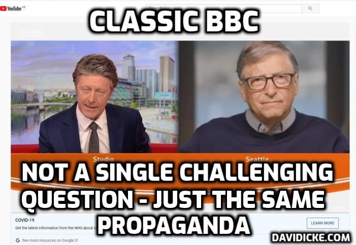 davidicke's tweet photo. BBC sycophancy to the software psychopath - thank you for the honour of you speaking to us at the BBC, sir ... what would you like to say to the British people, sir ... thank you, sir, honoured, sir, can I kiss your arse, sir?, oh, thank you, sir ... mwah https://t.co/DJ4Hmlm5k4 https://t.co/wjIlSc4UiP
