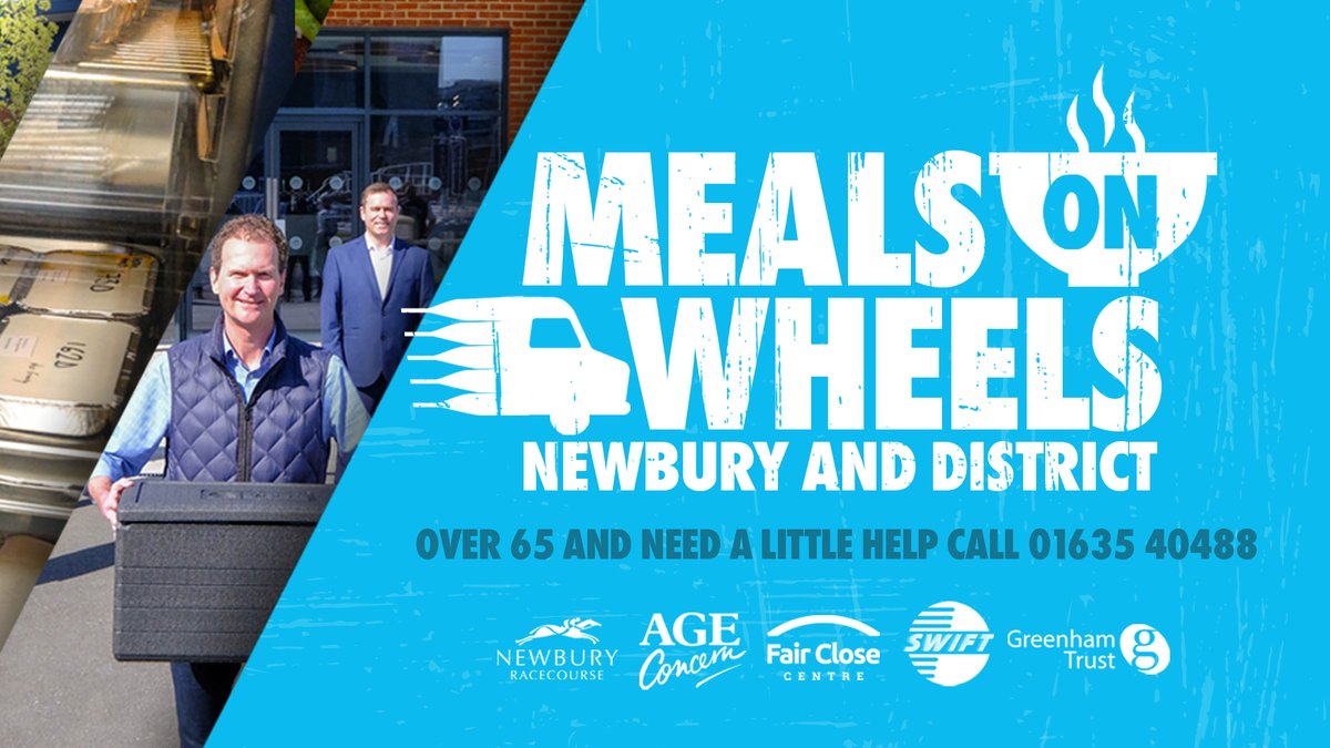 NewburyRacing's tweet photo. If you or anyone you know is over the age of 65, and is in need of our new #MealsonWheels service, please get in touch by calling 01635 40488 #OurCommunityMatters https://t.co/TQdUnqEePt
