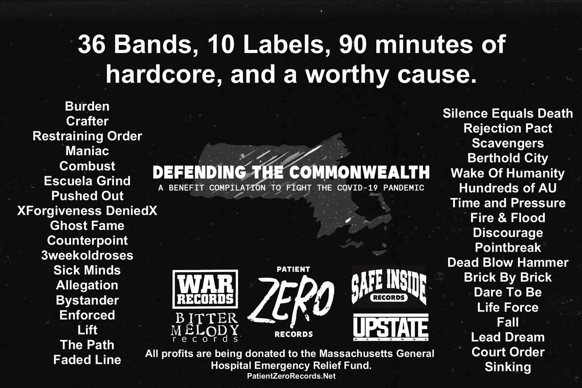 PatientZero413's tweet photo. I just finished sending out all the download codes for the #DefendingtheCommonwealth Benefit Tape Compilation. If you ordered one from https://t.co/FDTU8iLuCB, check your inbox. This is almost gone, if you want one I imagine you better hurry.
#PatientZeroRecords #nyhc #Mahc https://t.co/Psx5Syobtu
