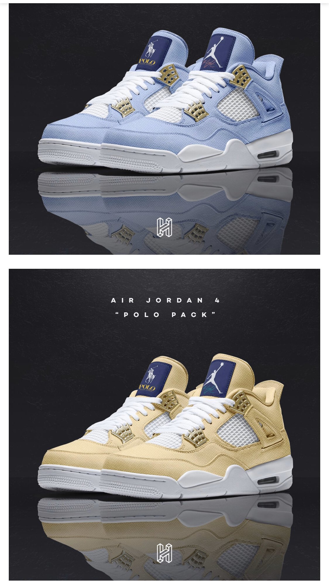 air jordan 4 polo pack blue and gold