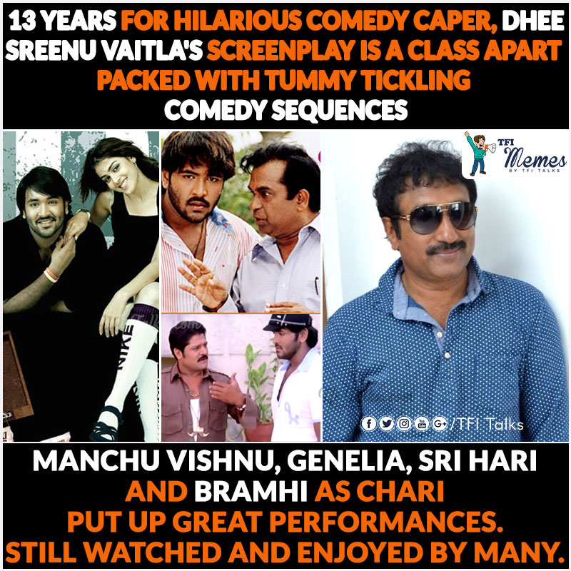 tfitalks_Offl's tweet photo. 13th anniversary of #Dhee A remarkable Combination of #SreenuVaitla #VishnuManchu #Brahmanandam
A perfect Fun Family Entertainer #13YearsForDhee #Chakri #Srihari #Genelia #Tollywood #TFIMemes #WritersChoice #TFIWritersChoice #TFITalks
@geneliad @iVishnuManchu @SreenuVaitla https://t.co/bzgMf8TFde