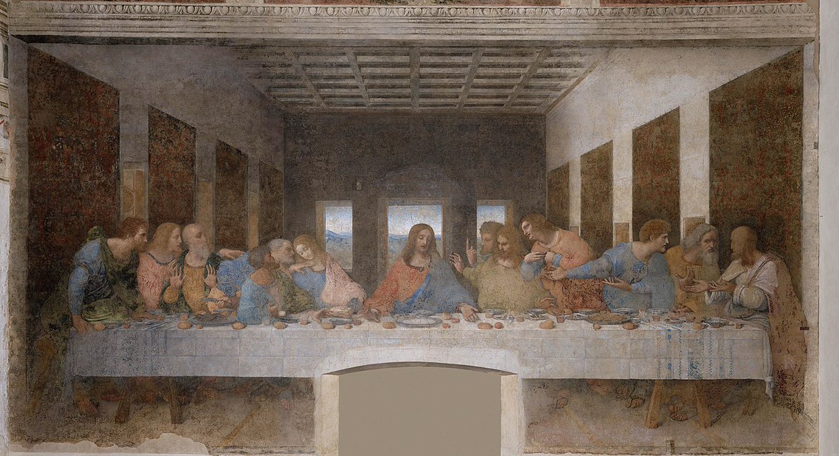 But da Vinci went a step further. He invented the mixing of oil & pigments, to depict 3D scenery. Such at his Masterpiece: The Last Supper.The original painting of The Last Supper unfortunately is getting damaged, he painted it on a wall and some fine details are wearing off