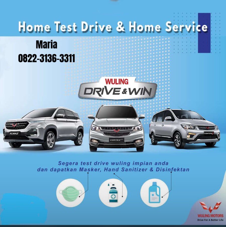 mariasutono1's tweet photo. Nyaman dengan wuling #dirumahajah bisa tes drive maupun home service !!
yukk bikin janji sama Maria,,
π€π»0822-3136-3311
Wuling Bless
jl. Basuki Rahmat no.86 surabaya
@WulingMotorsID
#wulingsalesteam #wulingblessbasra #wuling #wulingalmaz #wulingconferos https://t.co/hajeopCtWb