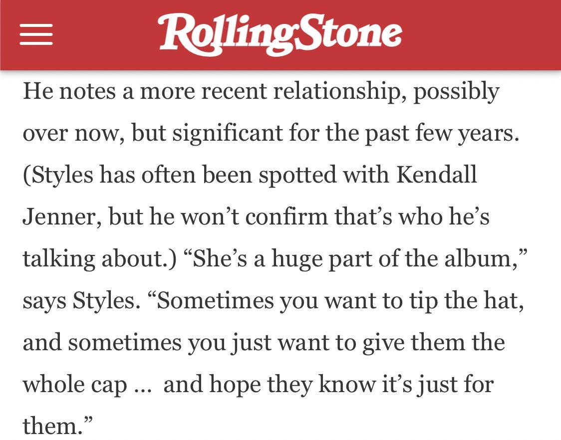 18 April 2017: Kendall was mentioned in Harry's Rolling Stone Magazine interview.