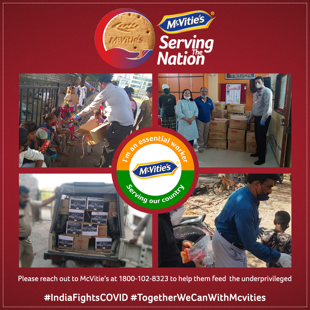 McVitiesIndia's tweet photo. Nothing can beat the zeal of Team @McVitiesIndia to fight COVID 19 &amp; reach out to the unprivileged!
We're on our feet to help everyone but we need your support too!
Help us in reaching out to the needful &amp; call us at 1800-102-8323
#IndiaFightsCOVID #TogetherWeCanWithMcvities https://t.co/yWZ7Wf1n8p