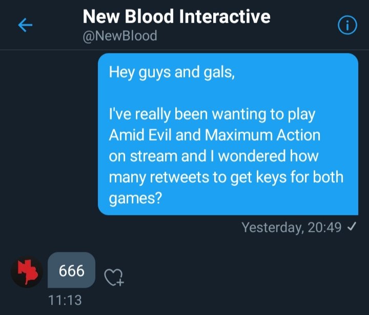 BucketPls 🪣 | Nick (@bucketpls) on Twitter photo Hey guys, I asked <a href="/NewBlood/">New Blood Interactive</a> for some keys and I need 666 retweets!
Help a feller out, please! Hey guys, I asked <a href="/NewBlood/">New Blood Interactive</a> for some keys and I need 666 retweets!
Help a feller out, please!