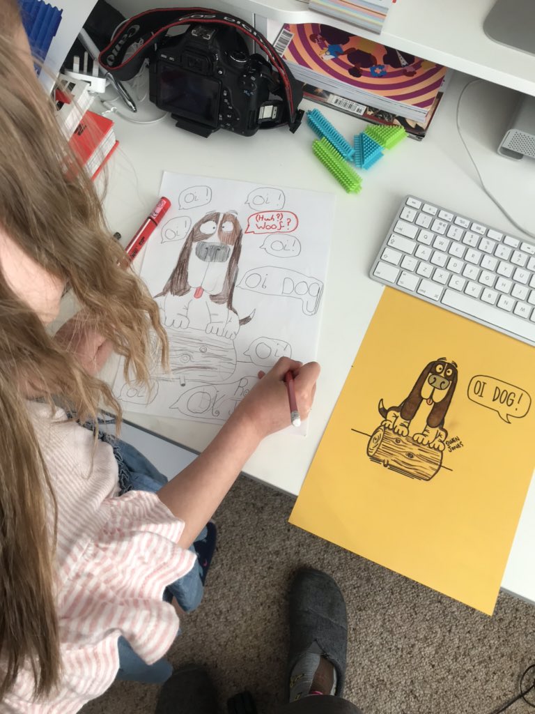 designbyupshot's tweet photo. Hey @_JimField , Rosie hopes you like her dog! #oidog #drawwithjimfield https://t.co/DNXGAeqEQP