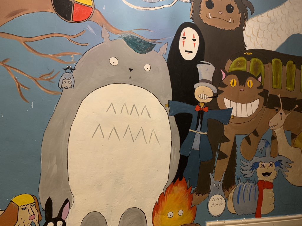 martinamercer's tweet image. Finished my @StudioGhibliUS mural - now time for one up the stairs #neverendingstory #LABYRINTH #totoro
