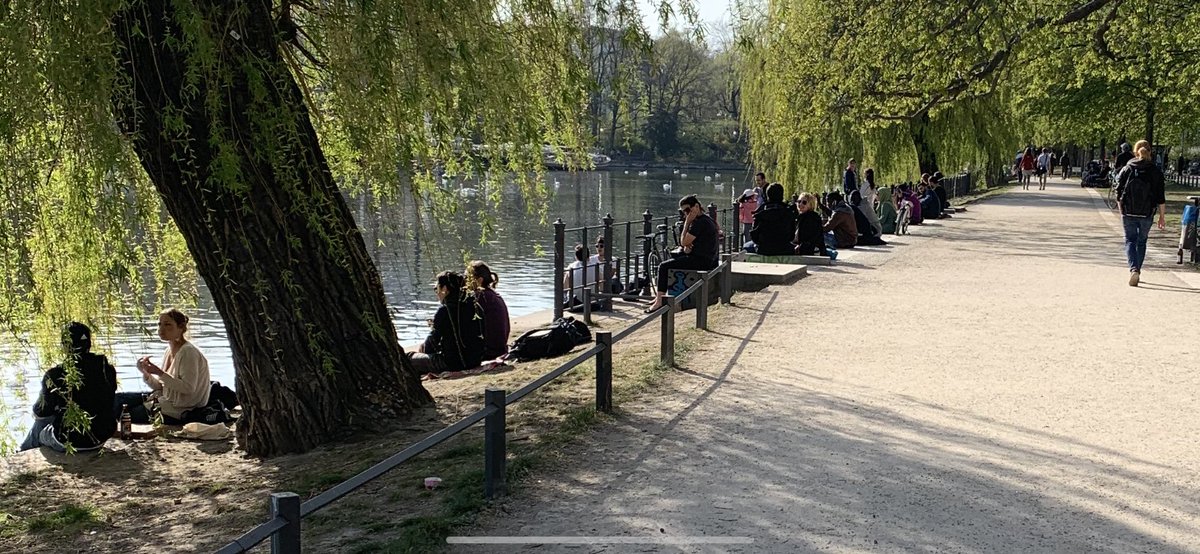 Long walk through Kreuzberg and along the Landwehr Canal. Compared to the scenes that started this thread, there’s a LOT more population. (Though the only thing that seemed inappropriately close was the U8 we took there... think we’ll avoid the underground for future walks)