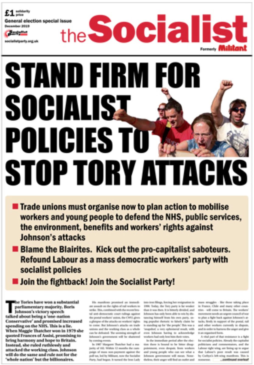 “In this election the capitalist class had another important ally in the battle to defeat Corbyn: the Blairites.'
socialistparty.org.uk/issue/10671/30…
#corbyn #jeremycorbyn #blairitesout #socialism #marxism #trots #trotskyism #workingclass #tradeunions