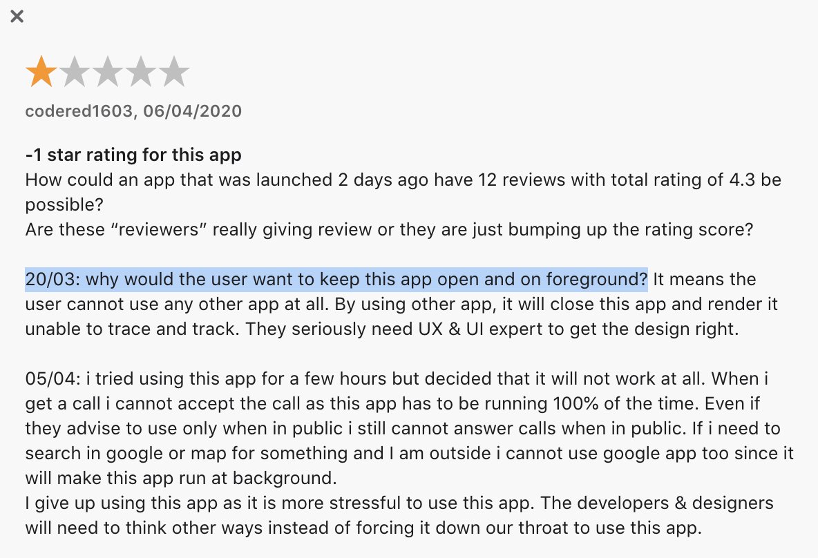 3/ The first available rating is quite clear: "Why would the user want to keep this app open and on foreground?"