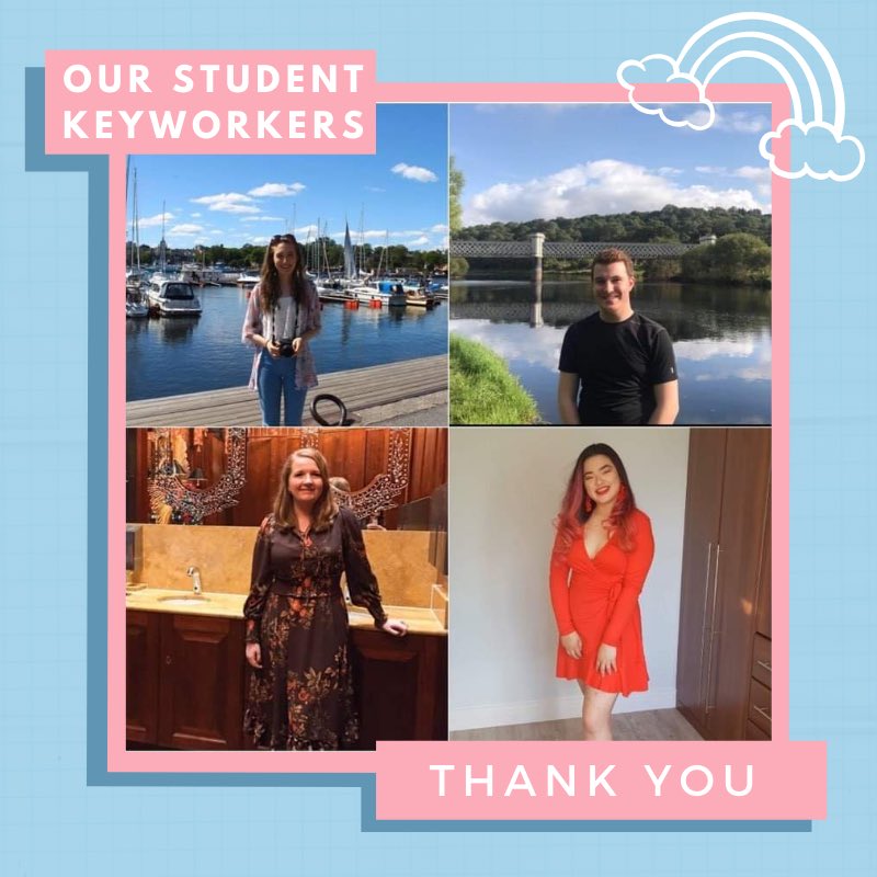 AberdeenIPESoc's tweet photo. This week we would like to celebrate all the students who are currently working as key workers! To start off here are some of our wonderful committee members🌈 https://t.co/graGsKQwRs
