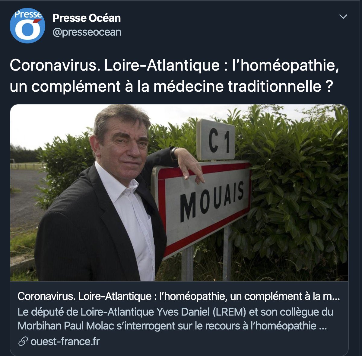 JimHeur's tweet photo. Chez nous, on a l’art de savoir illustrer nos titres. Et on le fait bien. #homeopathie #COVID19 https://t.co/LNsAG1qsjp