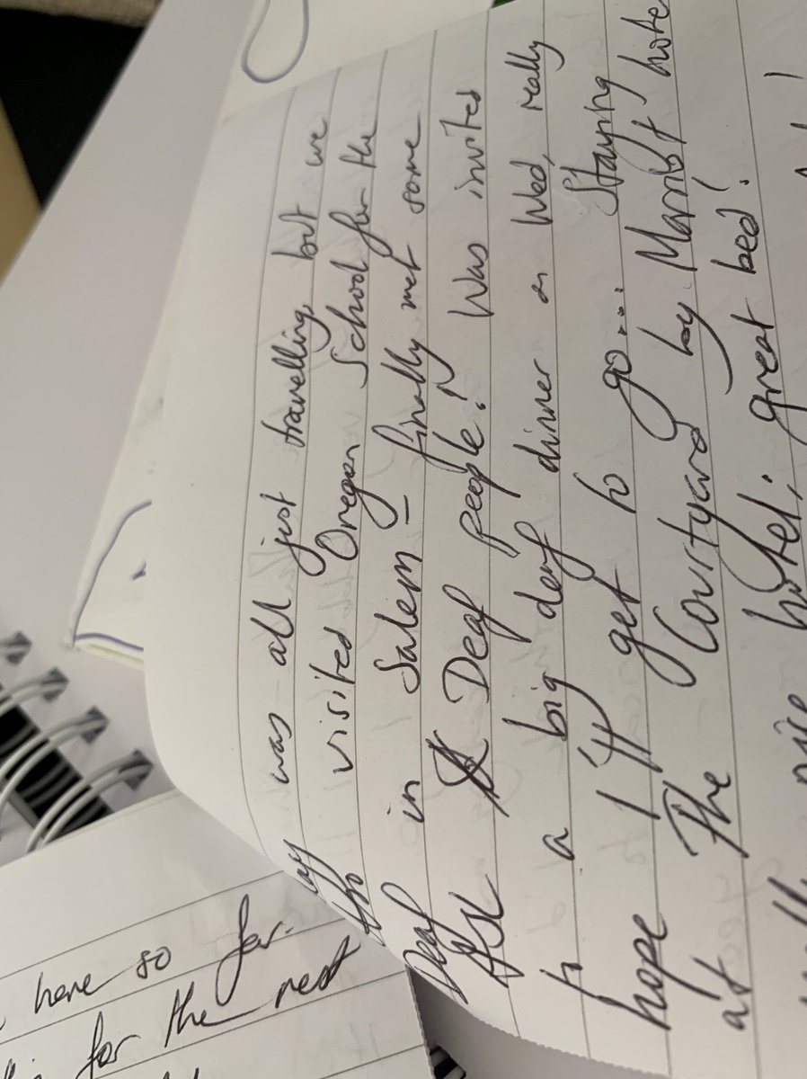 Going through some old stuff for my scrapbook, and came across a pile of old diary entries. This is from summer 2014, when I was on a project trip in Oregon, USA. I was so thrilled to have met ‘ASL Deaf people’! 1/4