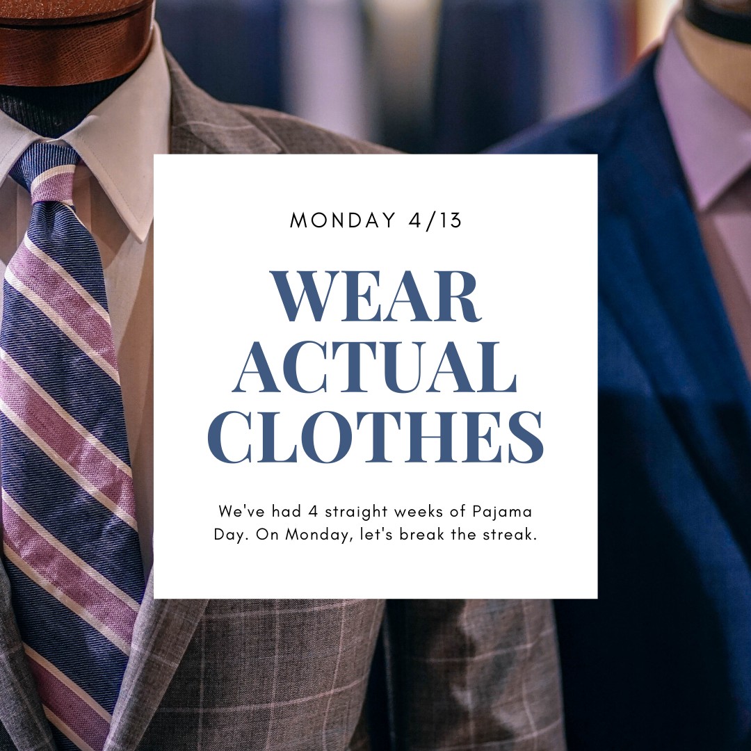 redstorm_chorus's tweet photo. We're kicking off our Virtual Spirit Week with "WEAR ACTUAL CLOTHES MONDAY." Tag us if you want to participate! https://t.co/qkJRgSAYRc