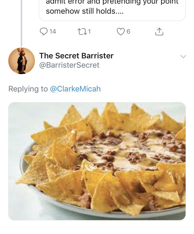 While I’m more than happy to let this “Keir Starmer is the Secret Barrister” rumour fly, it would, if true, mean that Keir Starmer not only spent a night live-tweeting Legally Blonde for clicks, but was also blocked by Peter Hitchens for sending him a photo of some nachos: