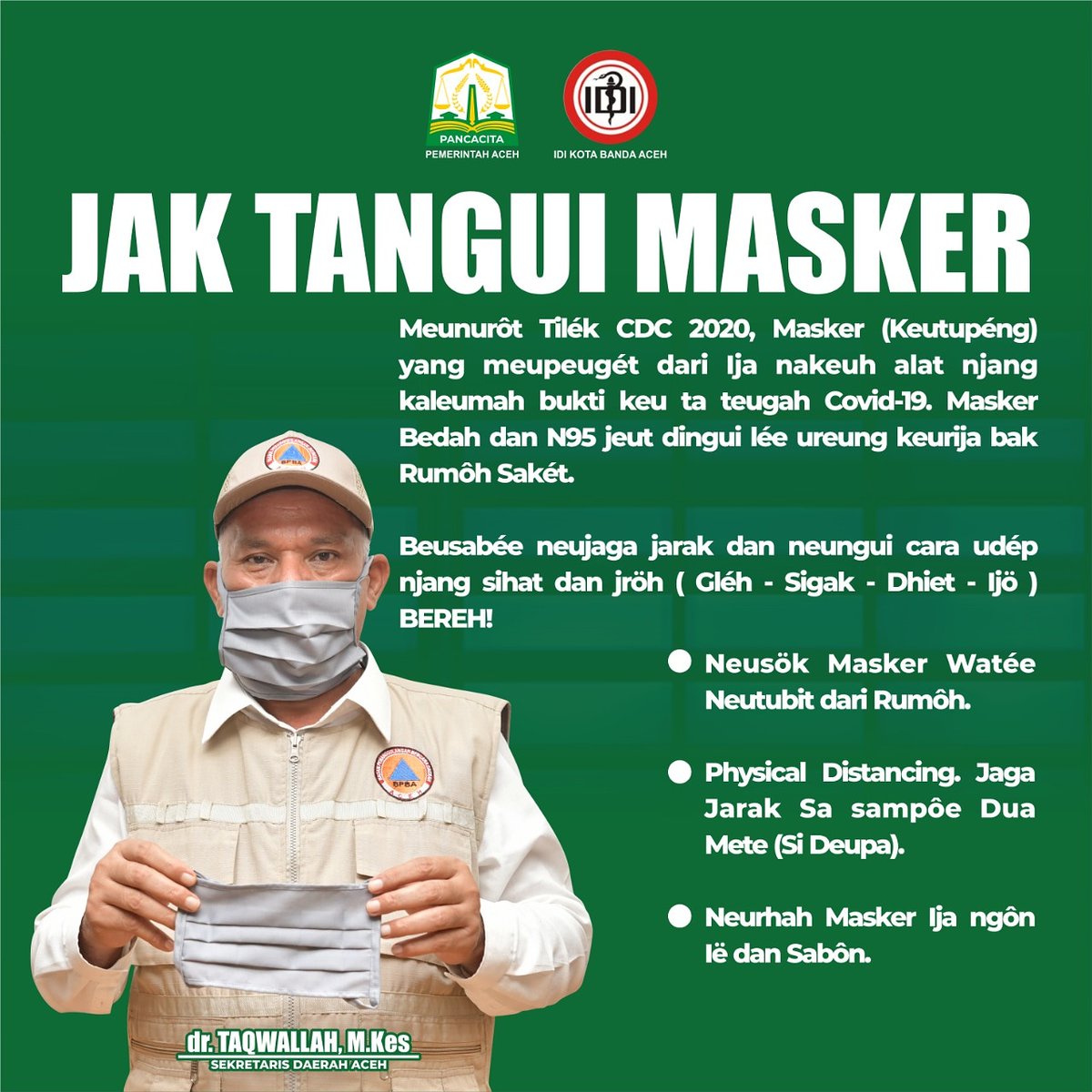 dlhk_aceh's tweet photo. Ayo Pakai Masker
(Jak Tangui Masker)
β’
β’
#pakaimasker
#cegahcovid19
#bereh
#acehsehat https://t.co/gnAC0rabWk