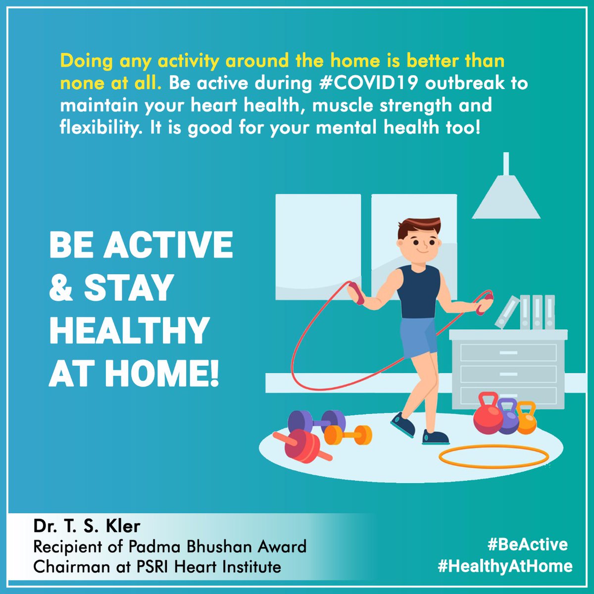 dr_ts_kler's tweet photo. Covid-19 has undoubtedly put the whole world in a disturbing situation, where everyone is scared of self-isolation and is quarantined.

#covi19 #covid_19 #covid #stayhome #staysafe #psri #delhi #quarantine #lockdown #stayhealthy #tskler #cardiologist #BeActive #stayhealth #home https://t.co/9EGIxkhtAf