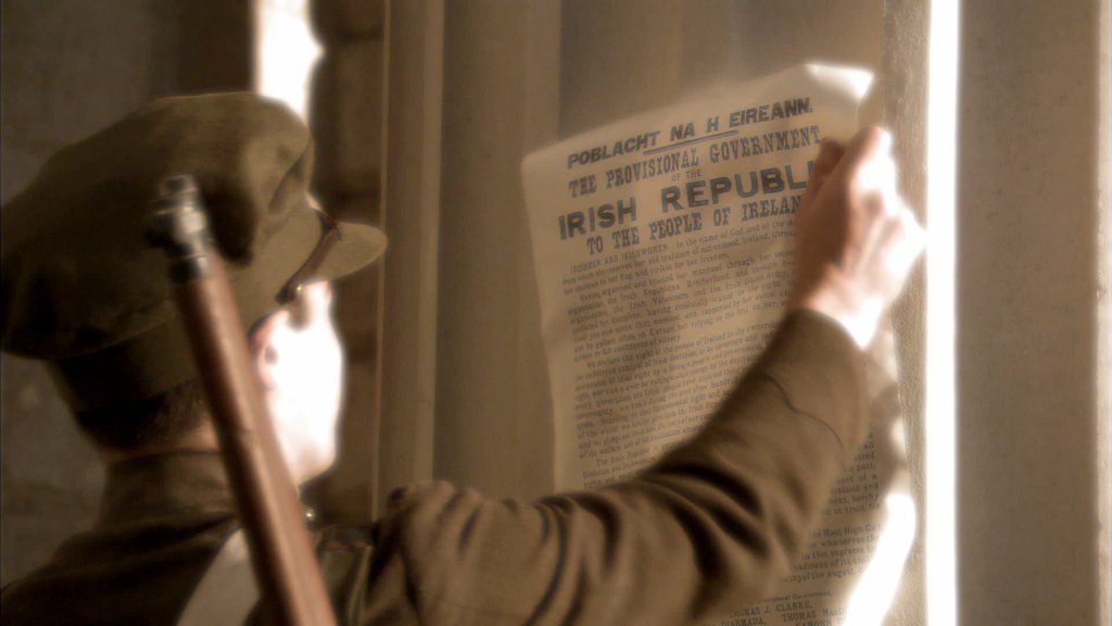 Seachtar's tweet photo. Ireland, through us, summons her children to her flag and strikes for her freedom... #1916Rising #EasterRising https://t.co/36pBmpeZS4