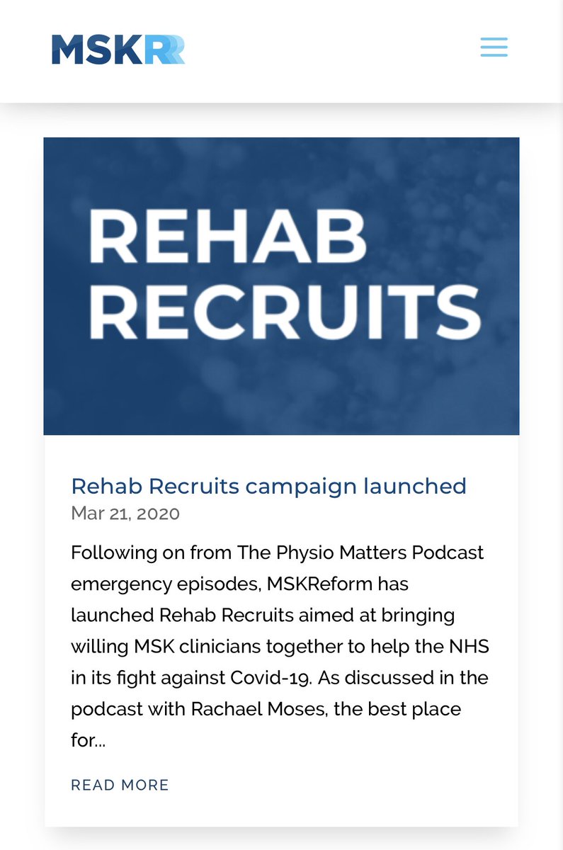 Grass-Roots MSK Think-Tank  @MSKReform launched our Rehab Recruits campaign three weeks ago and have signed up over 2,000 interested individuals with no external publicity.Read more and sign up at:  http://MSKReform.org.uk/RehabRecruits  7/