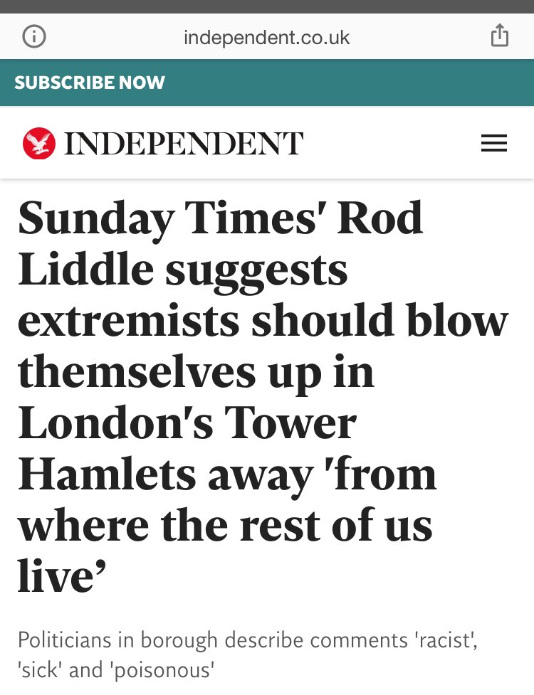 E) he wanted the 2019 GE to be held on a date that would suppress Muslims votingF) he encouraged extremists to blow themselves up in Tower Hamlets ‘away from where the rest of us live’  #LabourLeaks