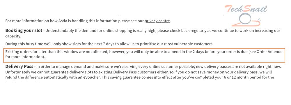 TechSnail's tweet photo. For all those people who are trying to amend their ASDA orders and are unable to. 

Don't panic - you will be able to amend your #Asda #shopping #delivery order but only in the two days prior to delivery as shown below

Please like if this helps!     https://t.co/8ko3qq2wFd https://t.co/VOgUfPR6GH