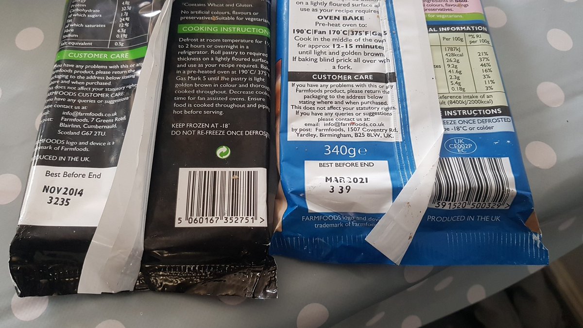 LewisFaulkner11's tweet photo. Bought some pastry before the lockdown, put them in the freezer, thought nothing of it, gone to use them today thought ide just check the best before date and well... im hoping thats a typo 🤣🤣 @farmfoods #farmfoods #StayHome https://t.co/mOTdwjvTPR