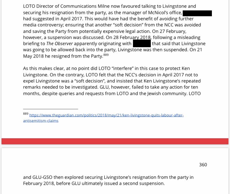 We do get confirmation that Livingstone's eventual resignation was suggested and coordinated by the party to avoid the pain of having to expel him /12