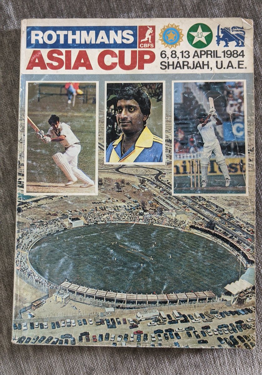  #Thread The inaugural Asia Cup was held in  #Sharjah in April 1984 between India, Pakistan and Sri Lanka.It was the first time that a multi-nation cricket tournament was held in UAE. It was also the first time that natural wickets were introduced at Sharjah Cricket Stadium.