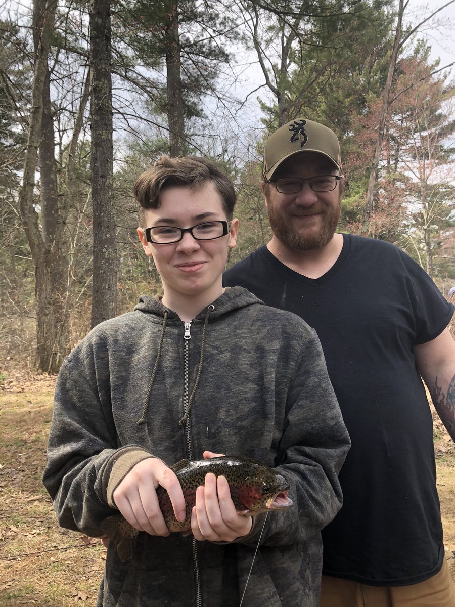 outdoors_women's tweet photo. We took the kid’s fishing on Easter to grab some dinner..this brookie grabbed both baits he was hungry too! My daughter, Heaven caugh a big rainbow trout! #trout #Easter #outdoors #fishing #familytime #dinner #stream #river #doublehook #hookedonfishing #youth https://t.co/8NA1Ivfk8J