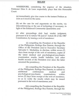 BREAKING: A petition was filed before Supreme Court seeking to compel President Rodrigo Duterte to disclose his health records since he assumed office. |  @anjocalimario