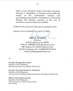 BREAKING: A petition was filed before Supreme Court seeking to compel President Rodrigo Duterte to disclose his health records since he assumed office. |  @anjocalimario