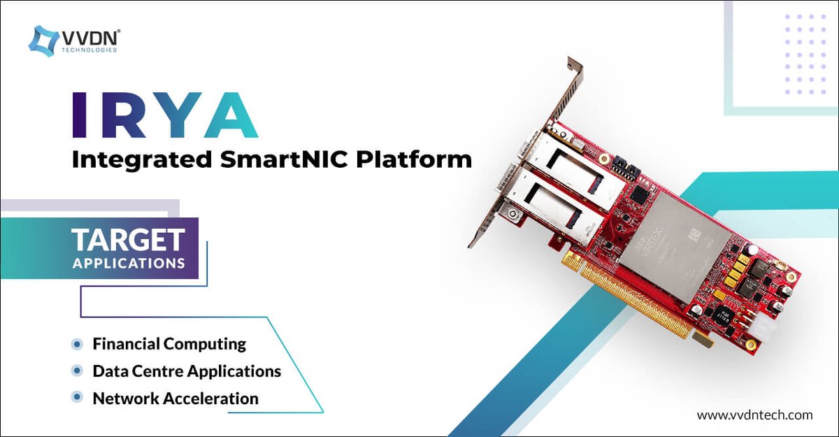vvdn_tech's tweet photo. Experience accelerated performance with IRYA - low-cost Integrated SmartNIC Platform powered by @vvdn_tech. Get in touch with our experts: https://t.co/qAmzkYqpqy

#vvdntech #IRYA #FPGA #smartnic #engineering #technology #datacentersolutions #networkinterfacecards #digital https://t.co/ggPXu1qw5g