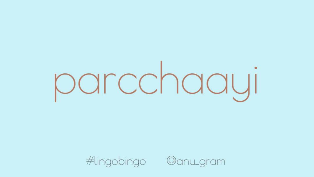 Going with the very elegant and dreamy sounding 'Parcchayi' today. It's Hindi (परछाई) for 'shadow'. Something about the days lengthening makes me think of it, as well as quarantine life making us shadows of our cohabitants  #lingobingo