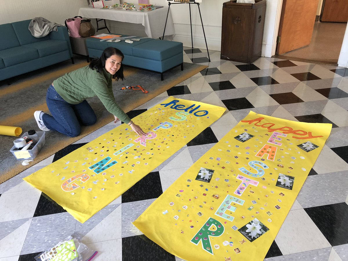 STA_Brookland's tweet photo. Our school is spreading the Easter joy through art! Special thanks are extended to Mr. Washington and Ms. Cecile for decorating our classroom and office windows for Easter!#CCAJoy #ADWFamily #Easter #CatholicEducation https://t.co/t6Tyey8lHw